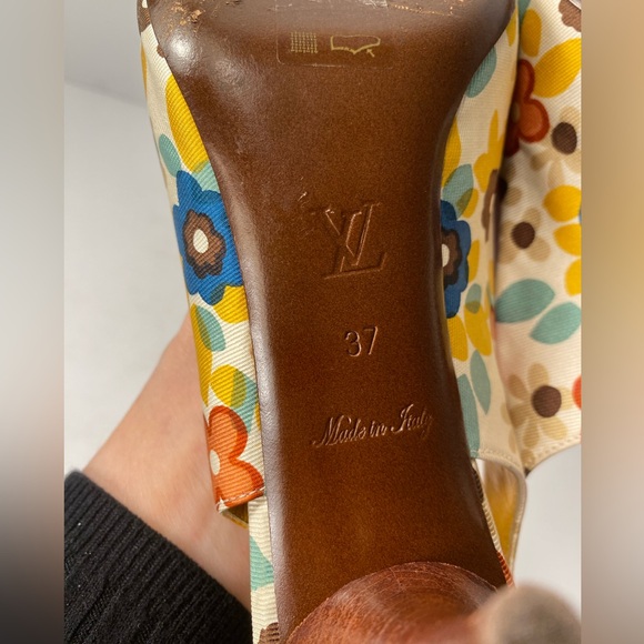 Louis Vuitton open toe slingback sandals heels multi 37 - Picture 8 of 11